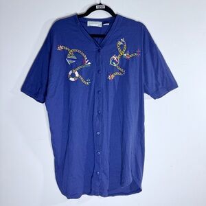 Vintage Westbound Nautical Beach Cover-Up, Size M, 100% Cotton Button Front